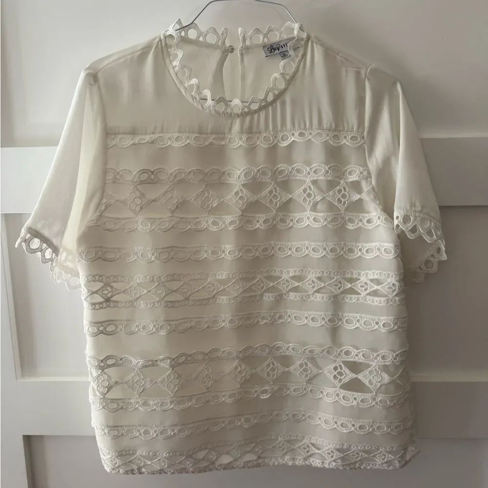 Vintage Lucy Avenue lace striped blouse size xl